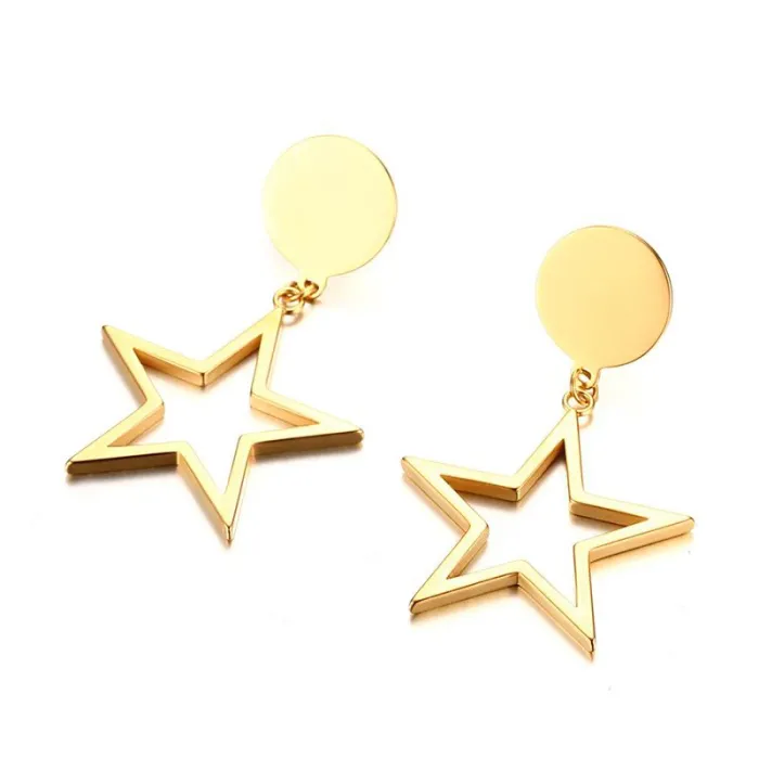 Boucles d'oreilles de cinq étoiles d'or