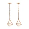 Triangles & perles - boucles d'oreilles en or rose