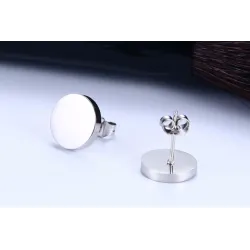 Boucles d'oreilles rondes en noir et argent