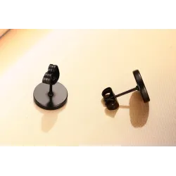 Boucles d'oreilles rondes en noir et argent
