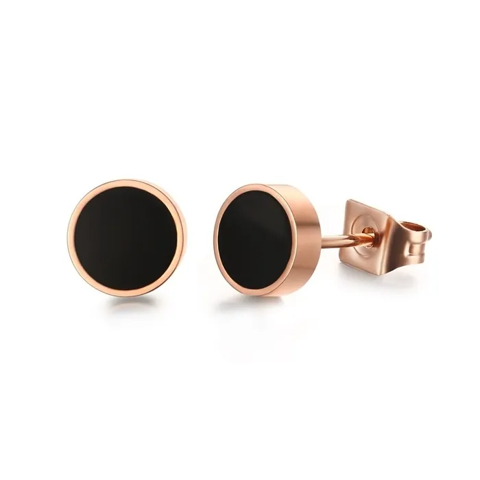 Black & white rose gold stud round earringsEarrings