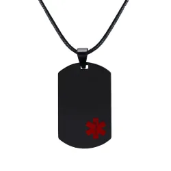 Panneau médical pendentif - collier en cuir - unisexe