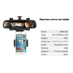 iPhone Samsung GPS Smartphone Car Rear View Mirror 360 Degree Phone Holder