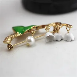 Lily de la vallée & perle - broche