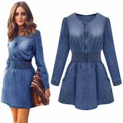 Denim - jeans - robe mini vintage