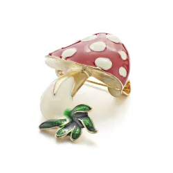 Broche en cristal de champignon rouge