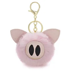 Fur pompom - piggy - keyringKeyrings