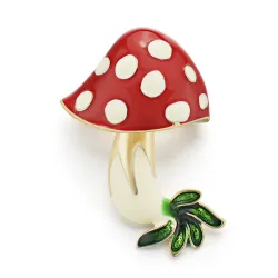 Broche en cristal de champignon rouge