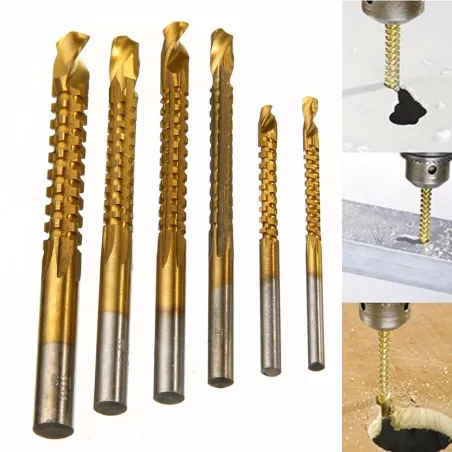 HSS 3 - 8mm titane plié bits 6 pcs
