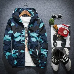 Camouflage veste capuche brise-vent unisexe