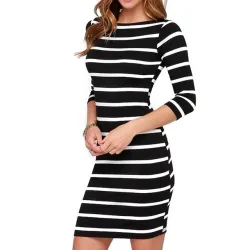Robe élasthanne rayé noir