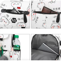 USB école de chargement backpack toile 3 pcs set