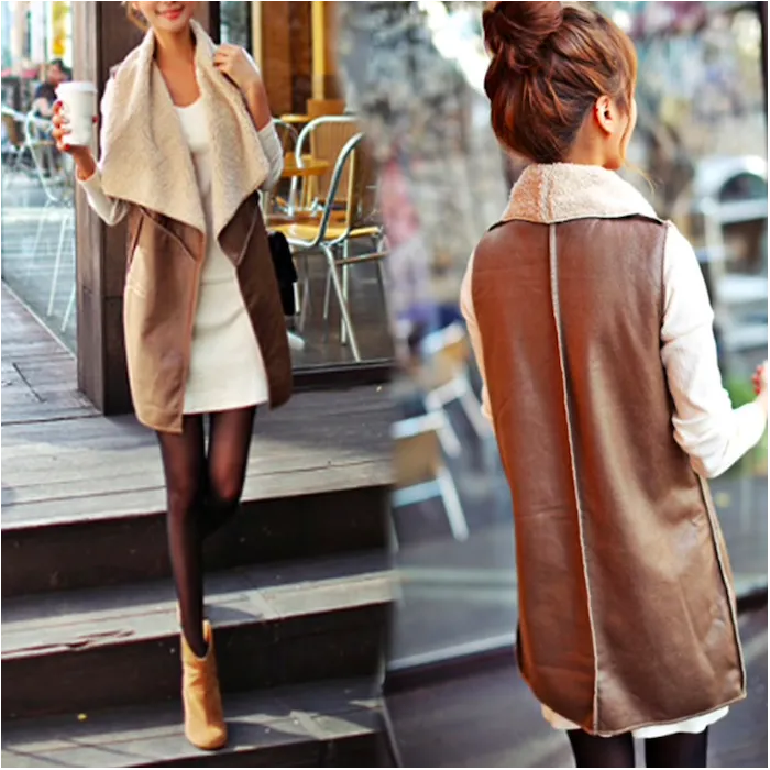 Slim autumn winter leather vestJackets