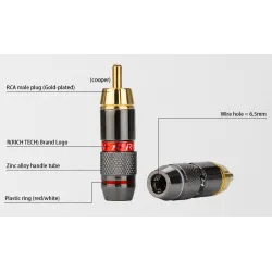 Gold plated RCA male plug adapter video & audio wire connector 2 pcsPlugs