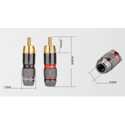 Gold plated RCA male plug adapter video & audio wire connector 2 pcsPlugs