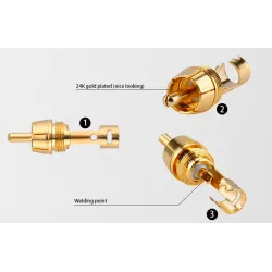 Or plaqué RCA mâle plug adaptateur vidéo & audio connecteur 2 pcs