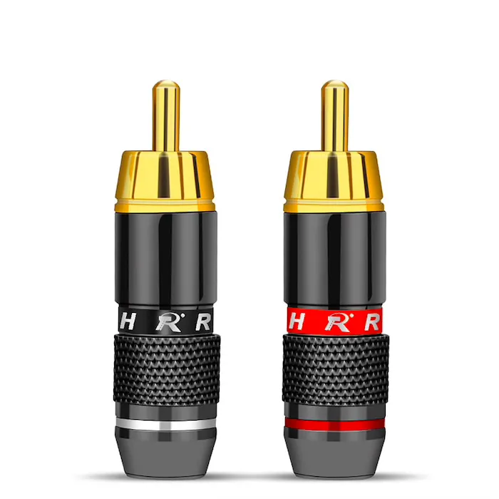 Or plaqué RCA mâle plug adaptateur vidéo & audio connecteur 2 pcs