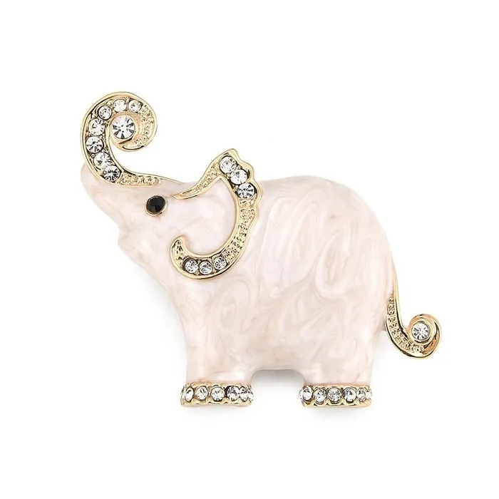 éléphant en émail & cristaux - broche