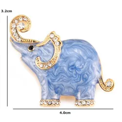 éléphant en émail & cristaux - broche