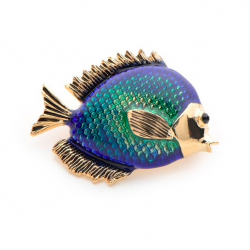 Blue fish women's brooch