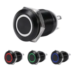 2A 12mm universel LED momentanément bouton poussoir