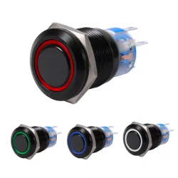 19mm 12V LED auto-déverrouillage étanche bouton poussoir