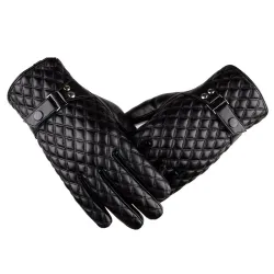Gants d'hiver en cuir chaud avec fonction écran tactile