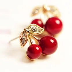 Boucles d'oreilles cerises rouges