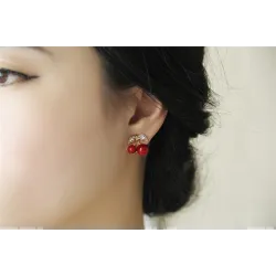 Boucles d'oreilles cerises rouges