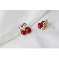 Boucles d'oreilles cerises rouges