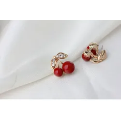 Boucles d'oreilles cerises rouges
