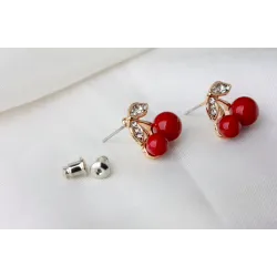 Boucles d'oreilles cerises rouges