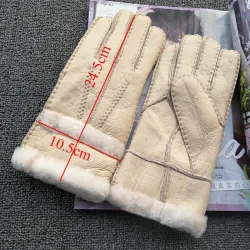 Gants chauds en cuir véritable & cachemire