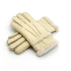 Gants chauds en cuir véritable & cachemire