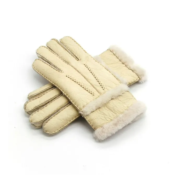 Gants chauds en cuir véritable & cachemire