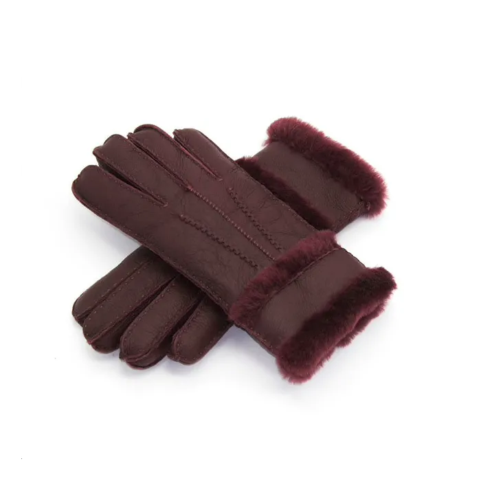 Gants chauds en cuir véritable & cachemire