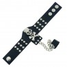 Gothic rivets skeleton skull chain leather bracelet unisexBracelets