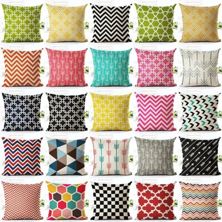 Coque d'oreiller géométrique coton 45 * 45 cm
