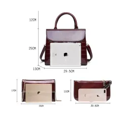 Elegant glossy leather bag set of 3 piecesSets