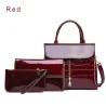 Elegant glossy leather bag set of 3 piecesSets