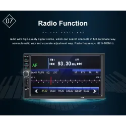 Radio de voiture Bluetooth - Écran tactile LCD 2 - 7''' - lecteur MP3-MP5 - USB - MirrorLink