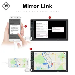 Radio de voiture Bluetooth - Écran tactile LCD 2 - 7''' - lecteur MP3-MP5 - USB - MirrorLink