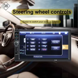 Radio de voiture Bluetooth - Écran tactile LCD 2 - 7''' - lecteur MP3-MP5 - USB - MirrorLink