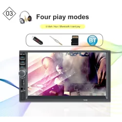 Radio de voiture Bluetooth - Écran tactile LCD 2 - 7''' - lecteur MP3-MP5 - USB - MirrorLink