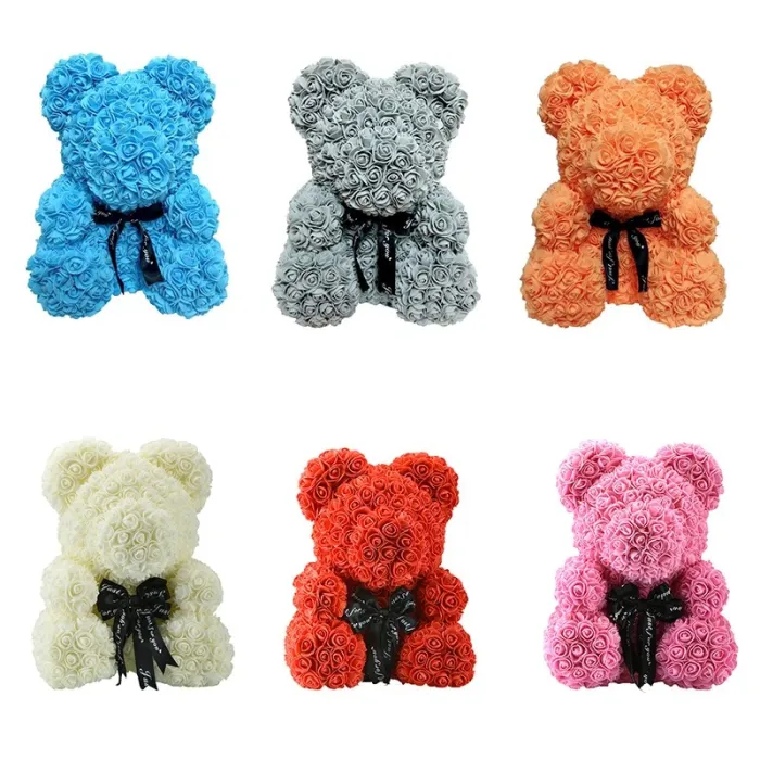 Ours rose - ours en roses infinies - 40 cm