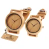 Bracelet en cuir bambou Quartz couples montre