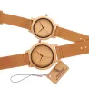 Bracelet en cuir bambou Quartz couples montre