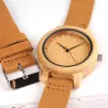 Bracelet en cuir bambou Quartz couples montre
