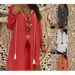 Mini pois robe avec manches longues