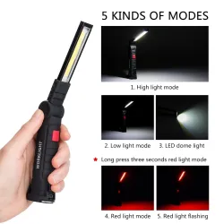 Torche LED COB - rechargeable USB - avec crochet suspendu